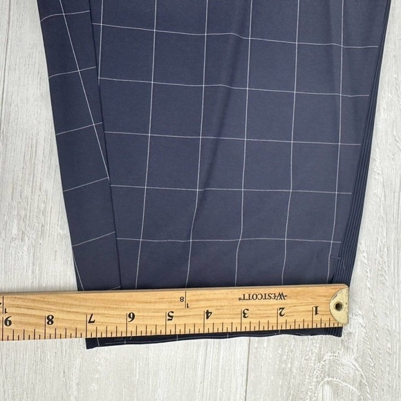 Athleta Brooklyn Textured Pull On Ankle Pants Women Sz 22 Navy Blue Windowpane - Picture 13 of 15